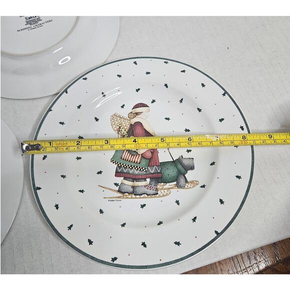 Sakura Debbie Mumm "Sledding Characters" stoneware 8.25" salad dessert lunch - Picture 9 of 9